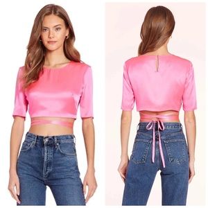 Amanda Uprichard Andra Pink Ribbon Top Size Small